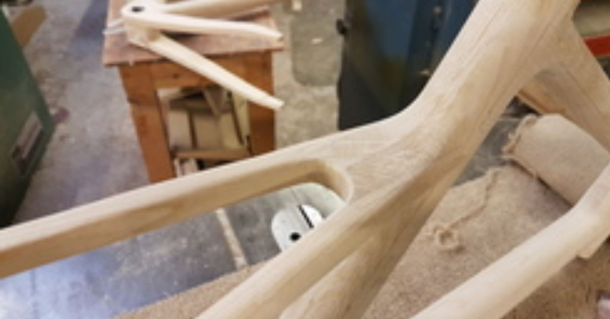 Making a wooden bicycle.