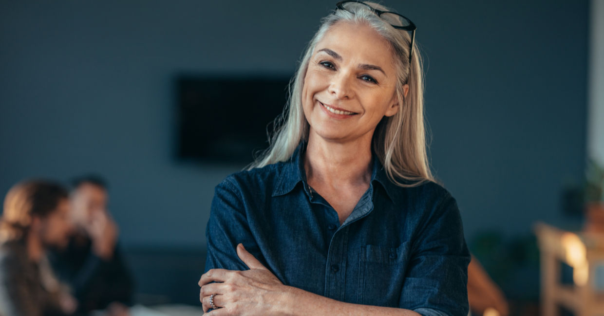 Strong and self-confident woman.