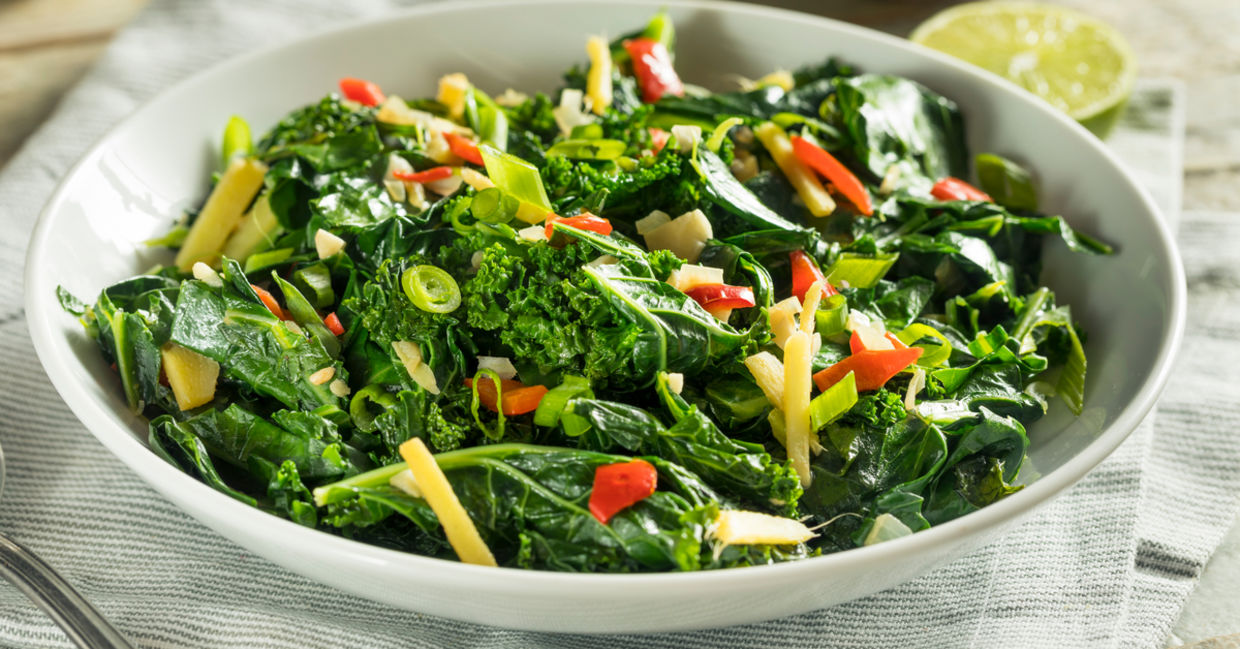 Collard greens contain a lot of vitamin K.