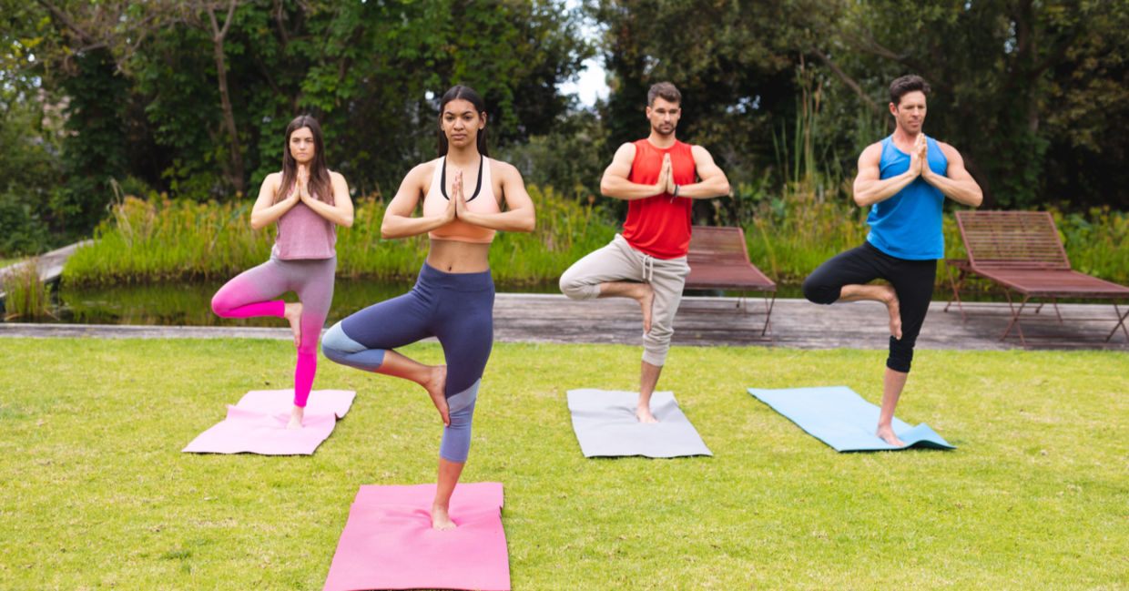 Outdoor yoga session.