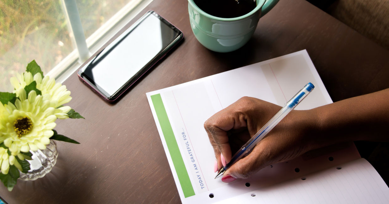 Writing in a gratitude journal is a part of self-care.