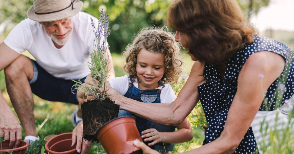 Planting a garden.