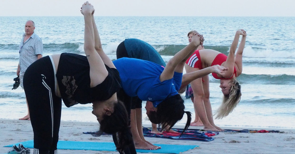 Yoga on the beach.