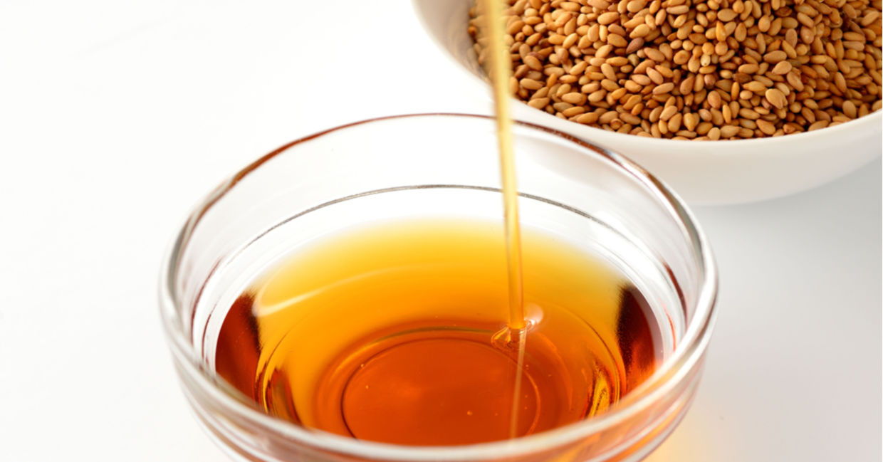 Sesame oil and sesame seeds.