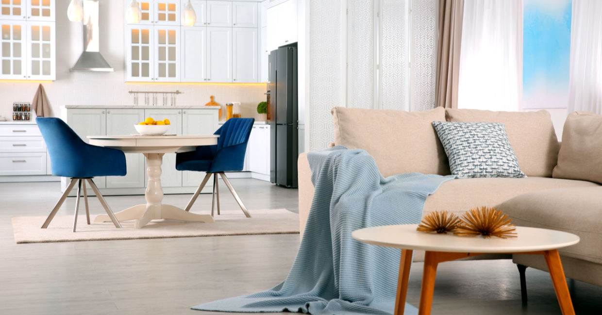 Stylish studio apartment interior.