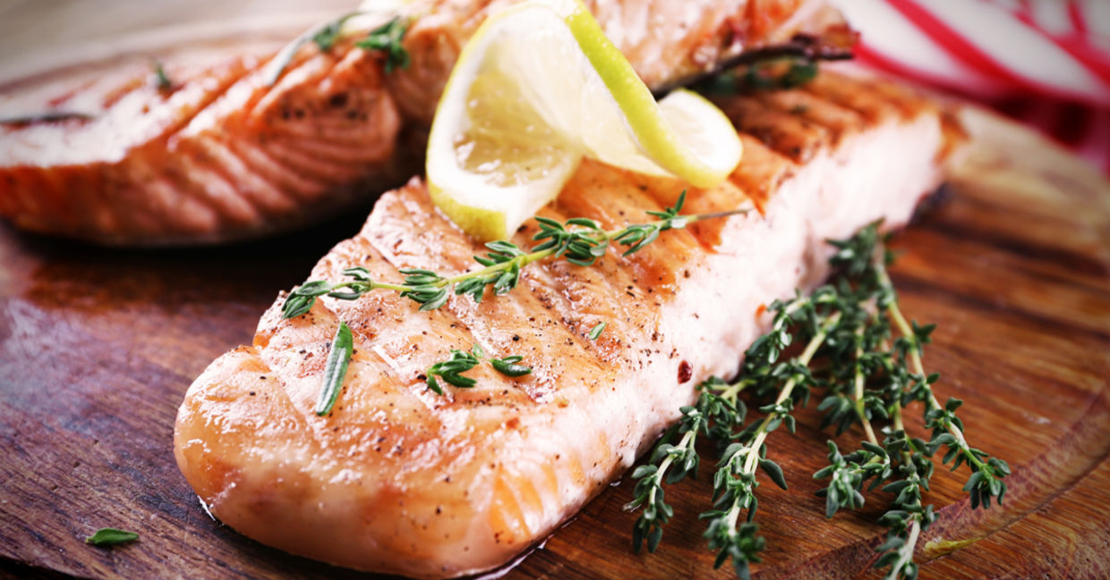 Healthy salmon dinner.