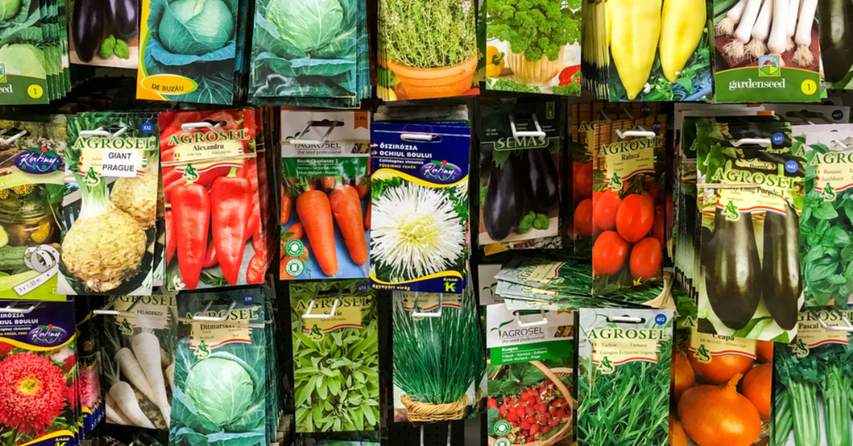 Colorful seed packages are tempting.