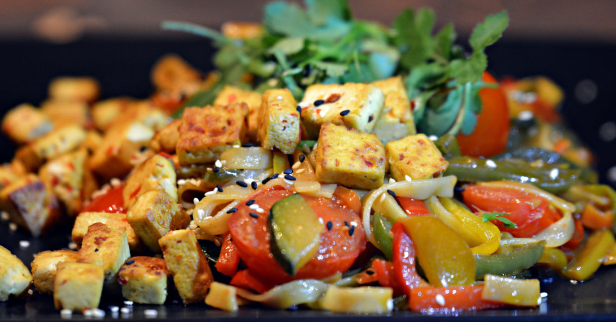 Tofu salad with greens is full of calcium.