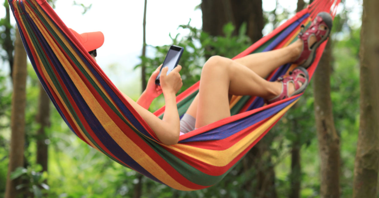 Relaxing in a hammock, mosquito free.