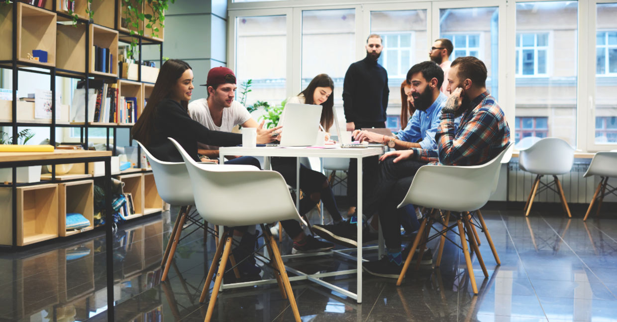 Group of people discussing.
