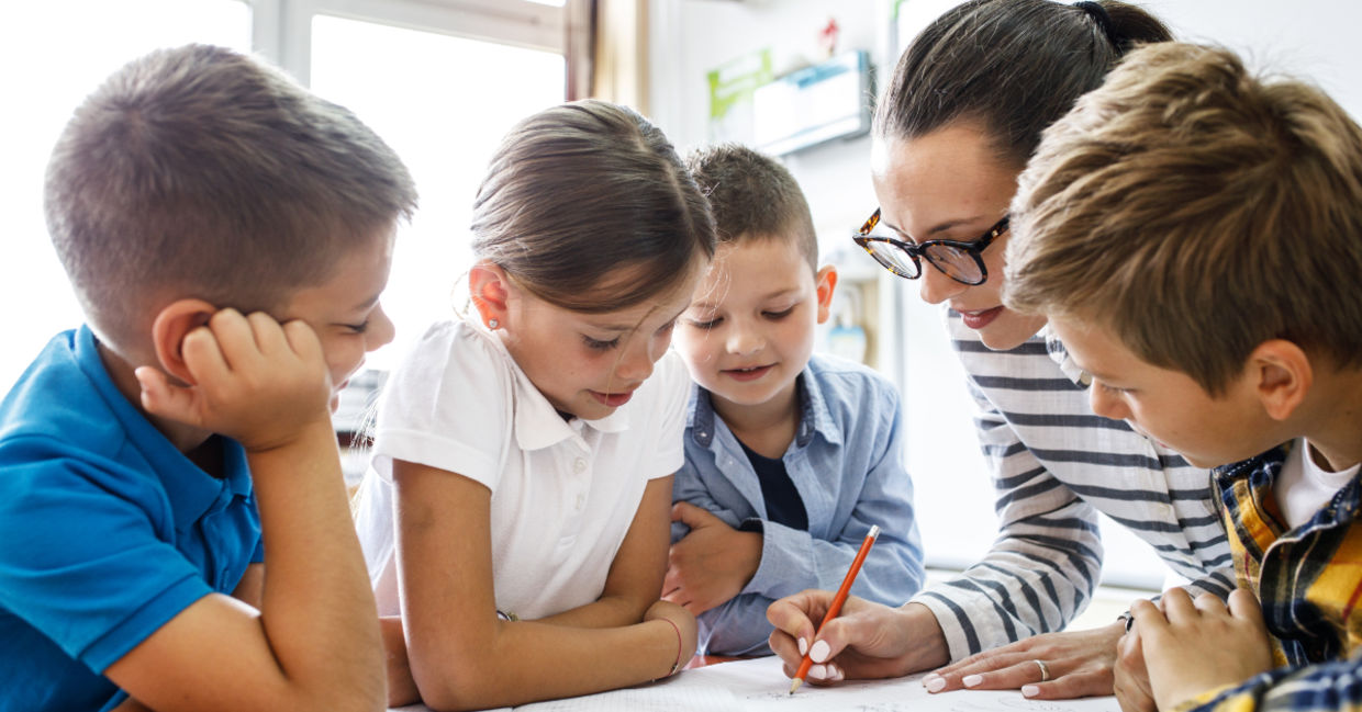 A teacher with her students.