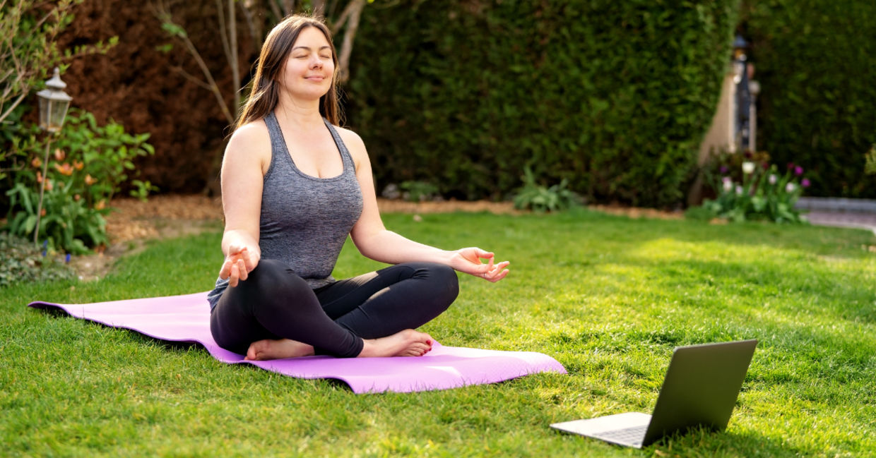 Listening to a guided meditation.