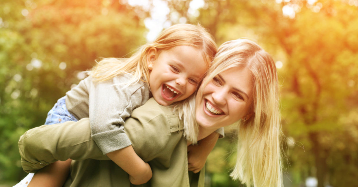 Mother and child embrace