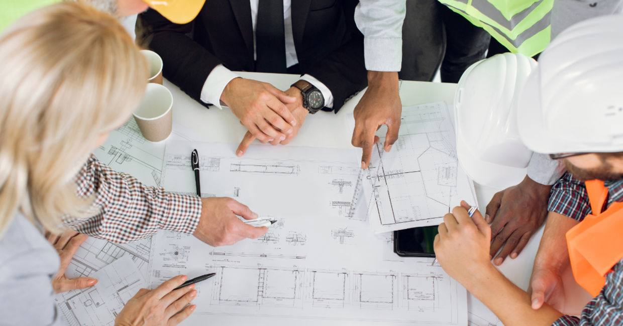 Professional construction team.