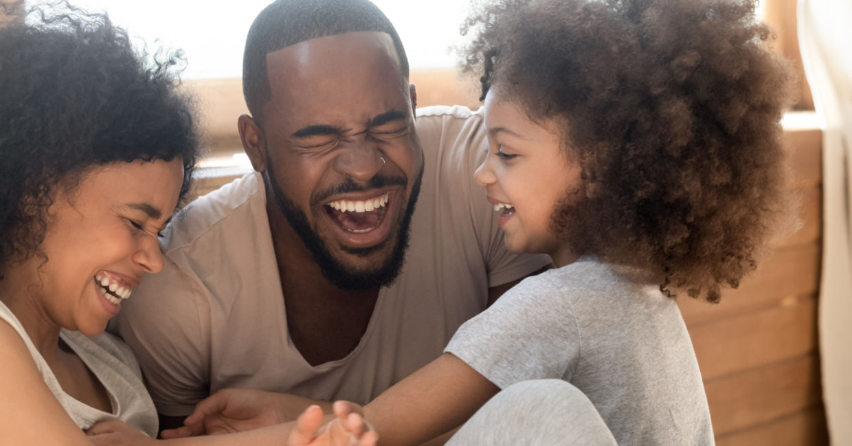 happy family laughing