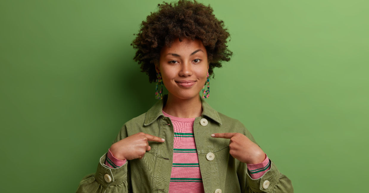 Strong self-confident woman.