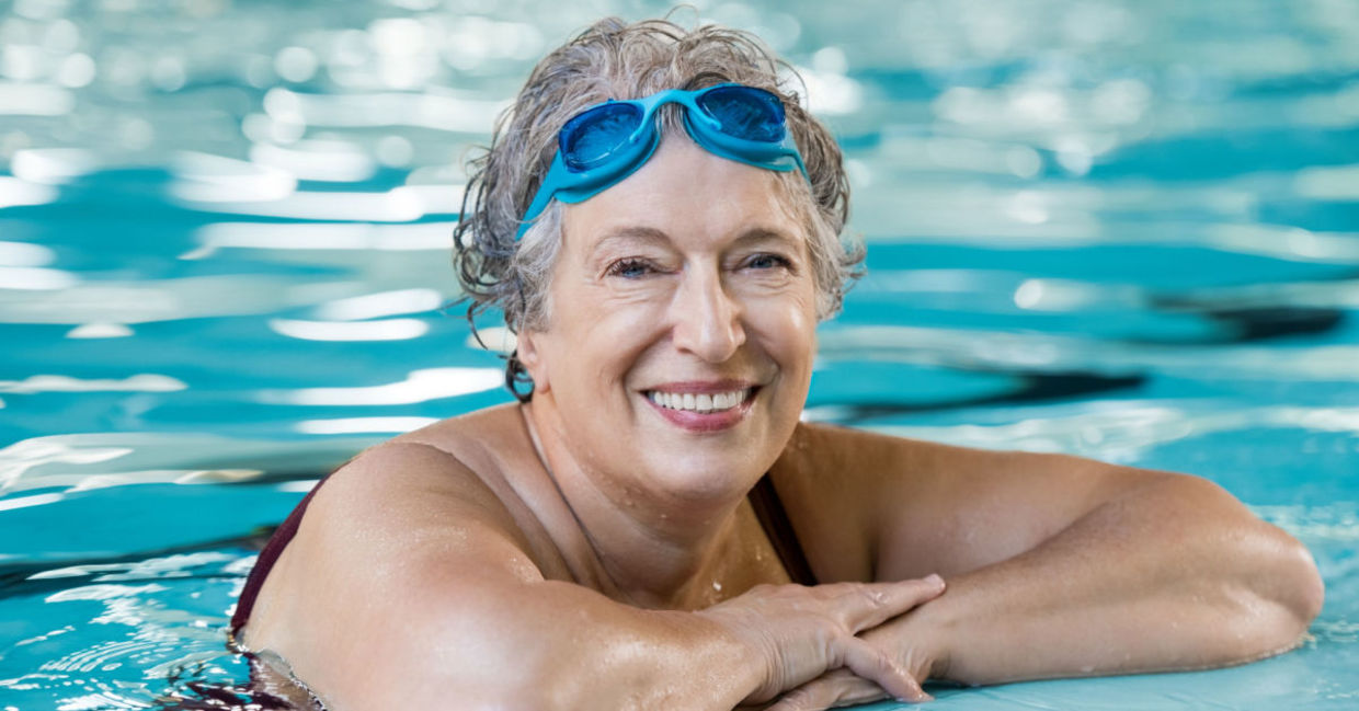 A senior enjoying her swim workout.