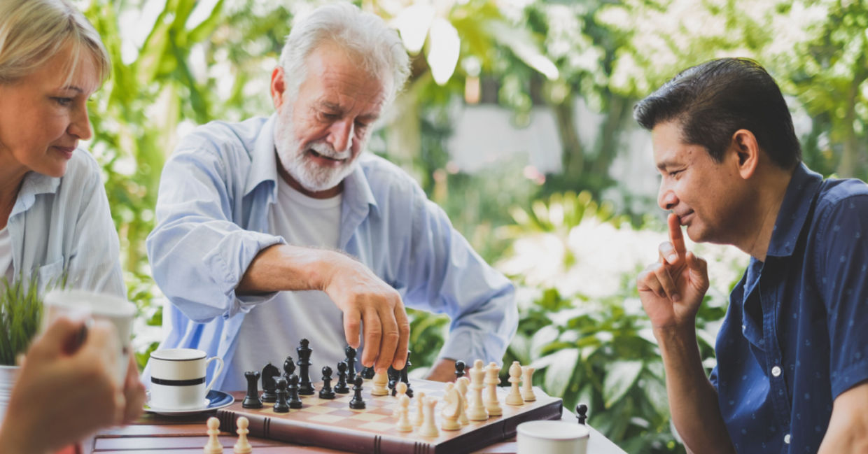 Friends playing chess.