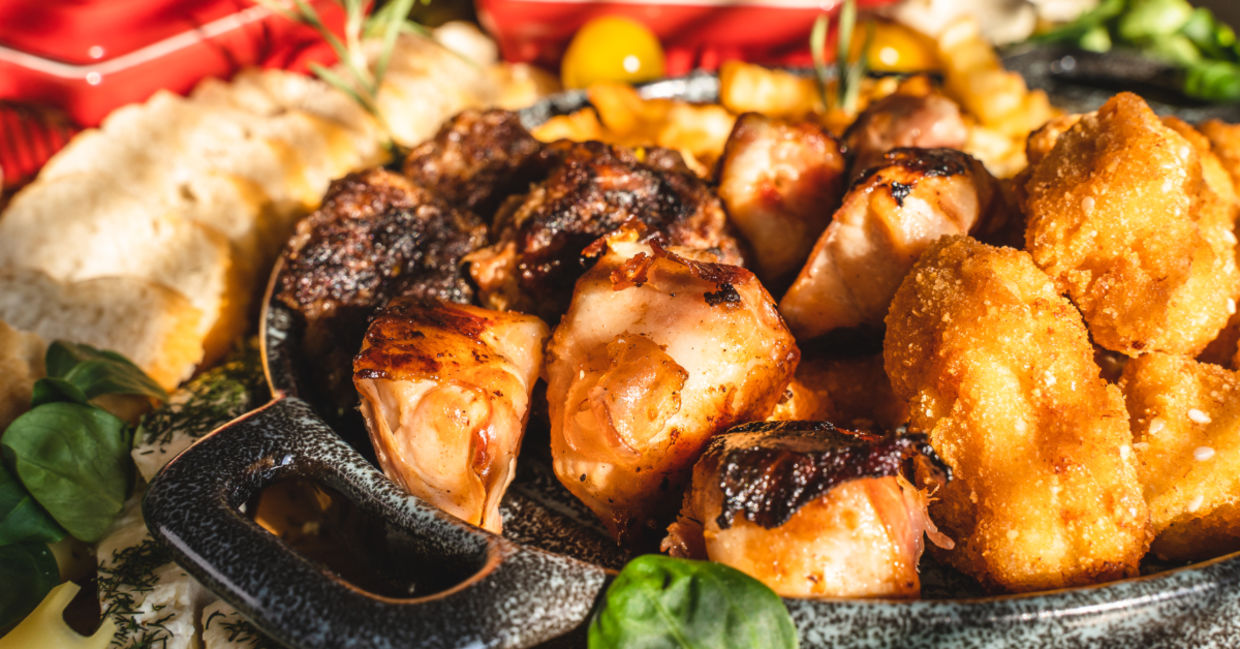 Close up on a plate of food.