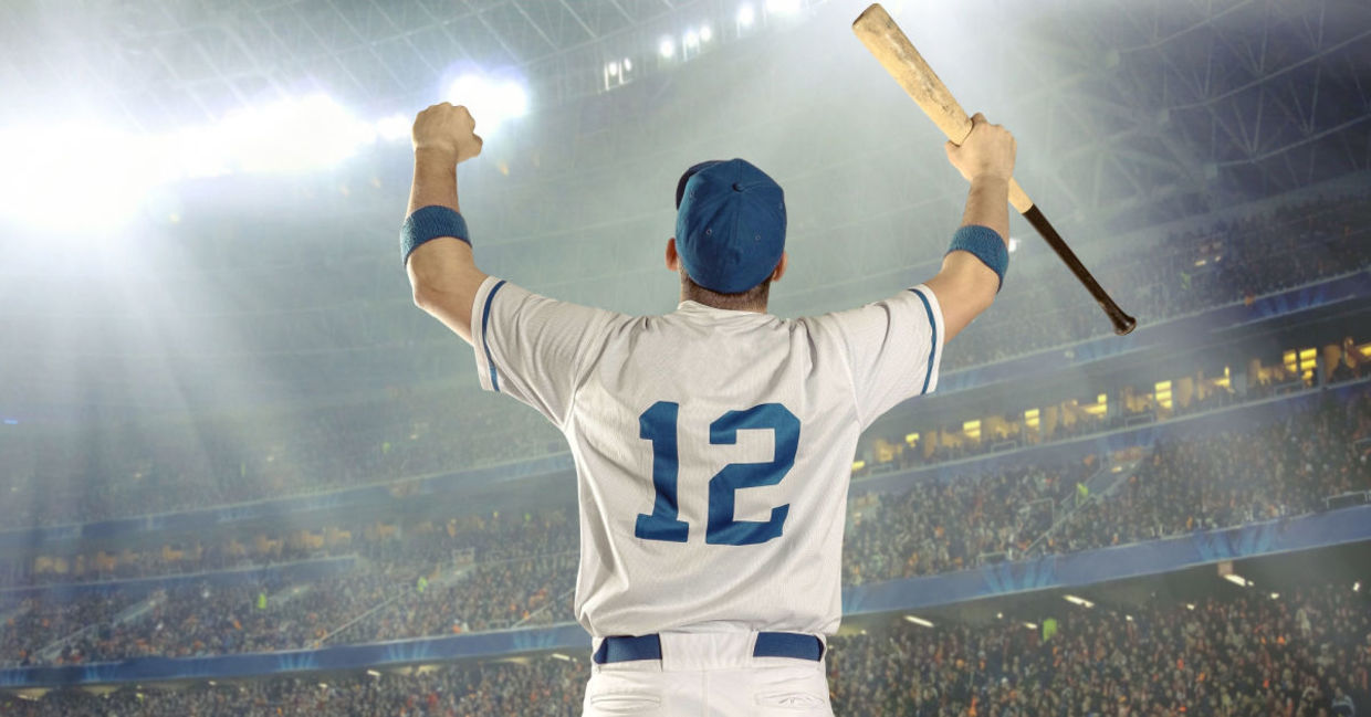 Baseball player just hit a home run.