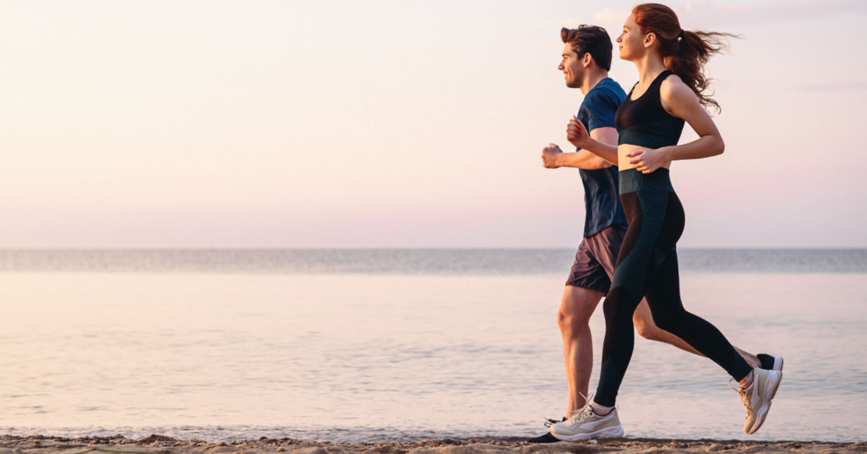 Running on the beach.