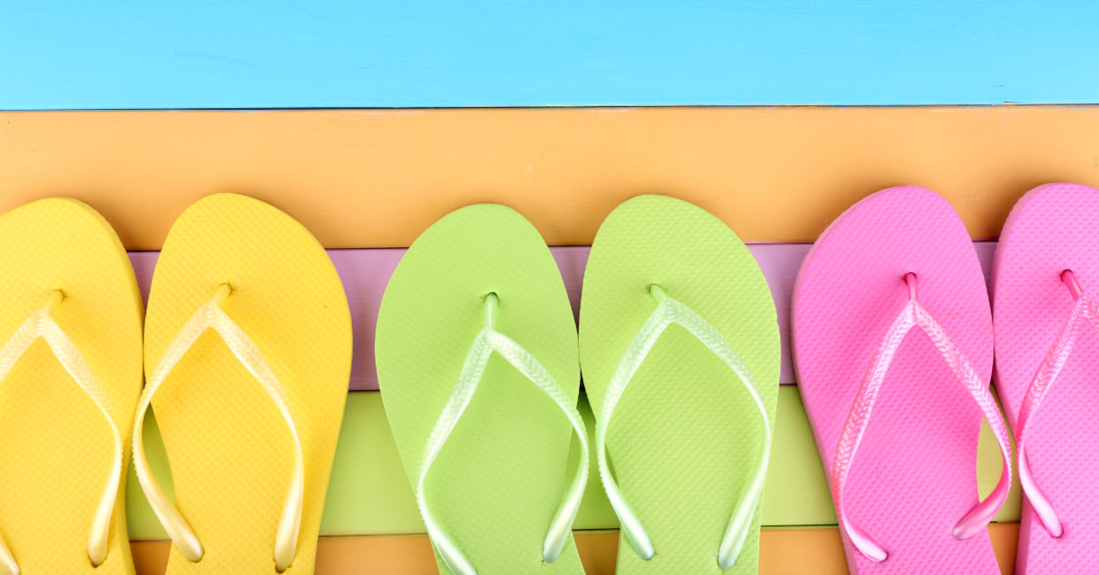 Colorful flip flops.