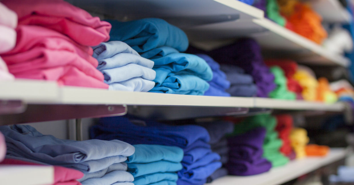 Colorful t-shirts.