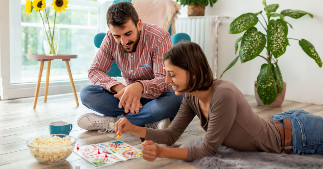 Playing board games on a snow day.