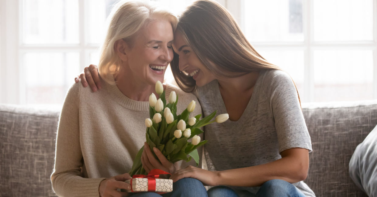Young woman with her mother.