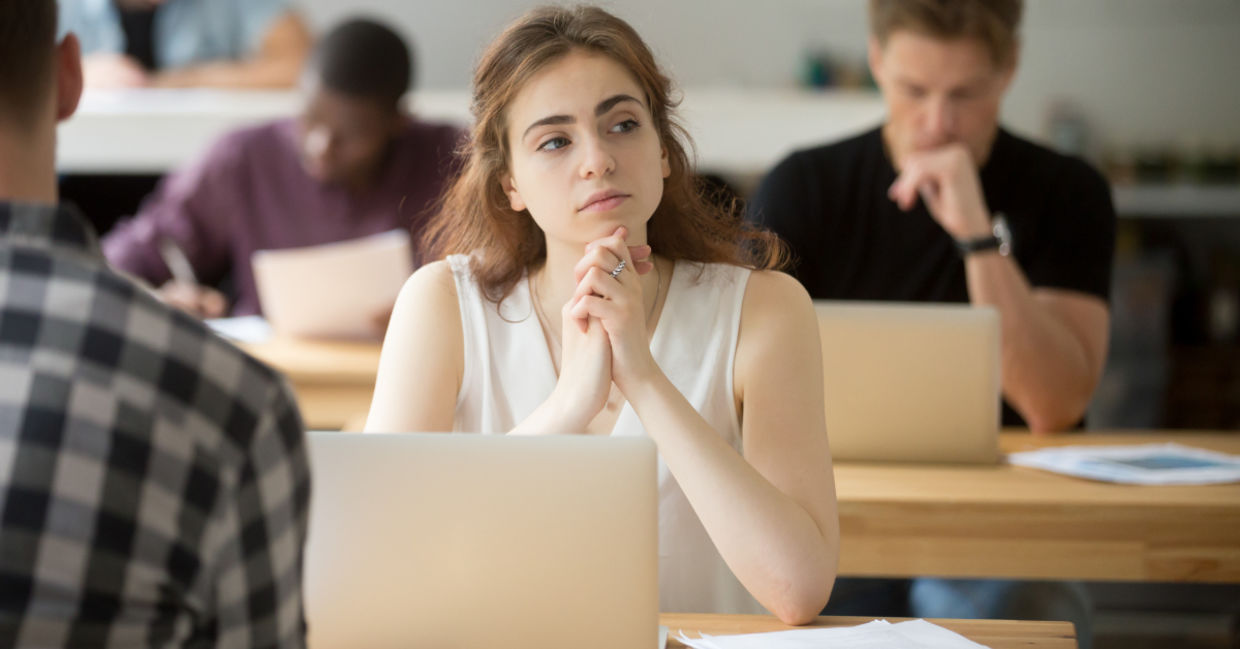 Young woman thinking of creative ideas.