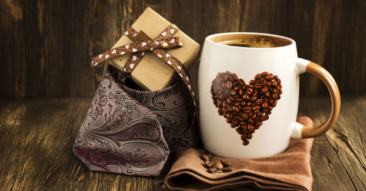 A mug and coffee is perfect for a coffee lover.