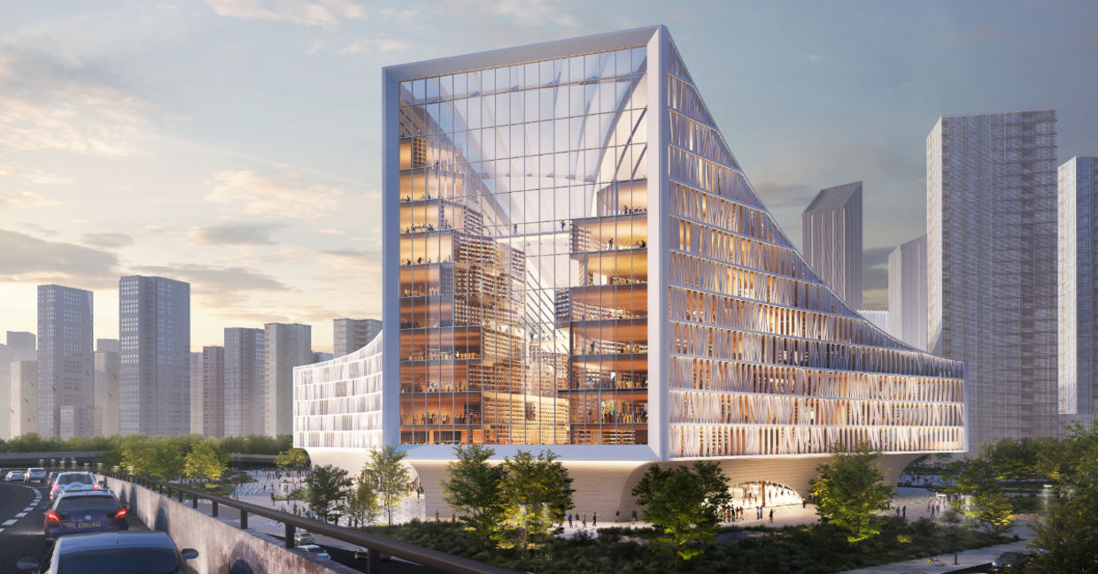 Plans for the new library in Wuhan, China..