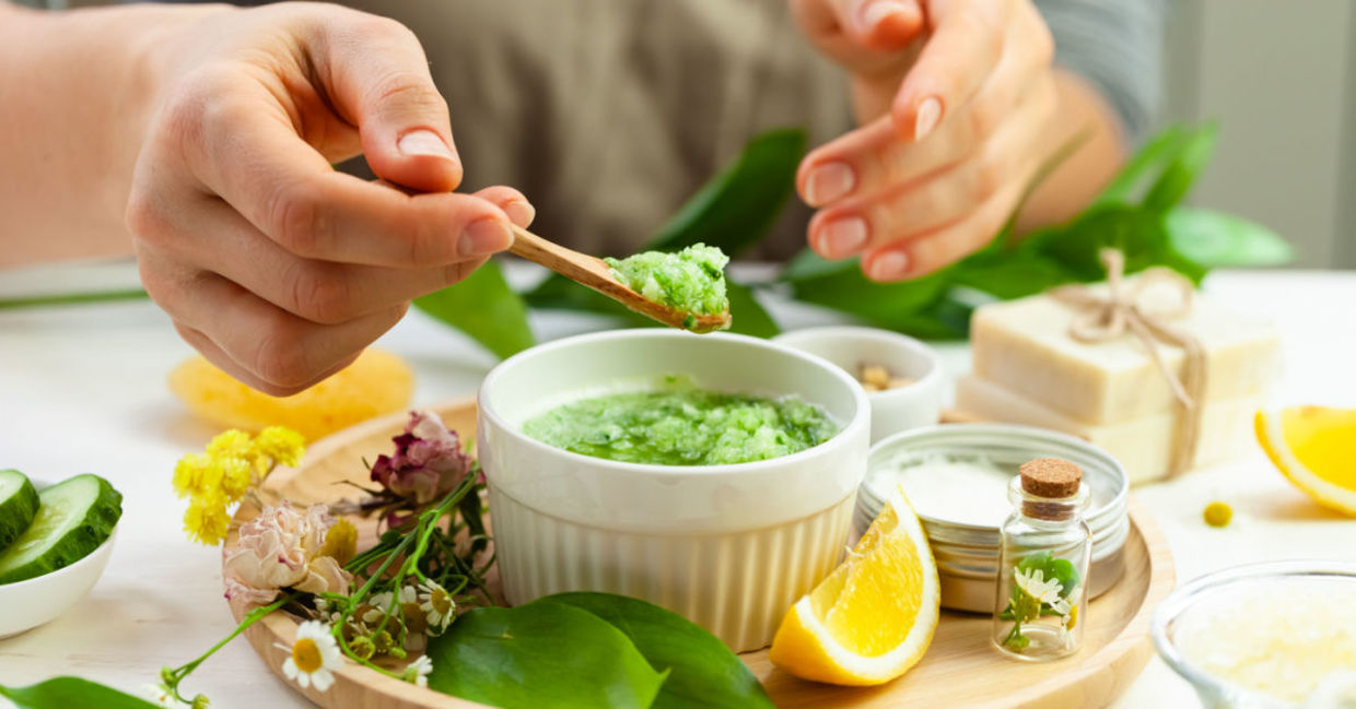 Making a cucumber body scrub