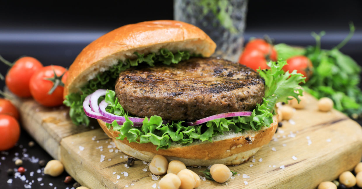 MTE's new 100 percent chickpea burger.