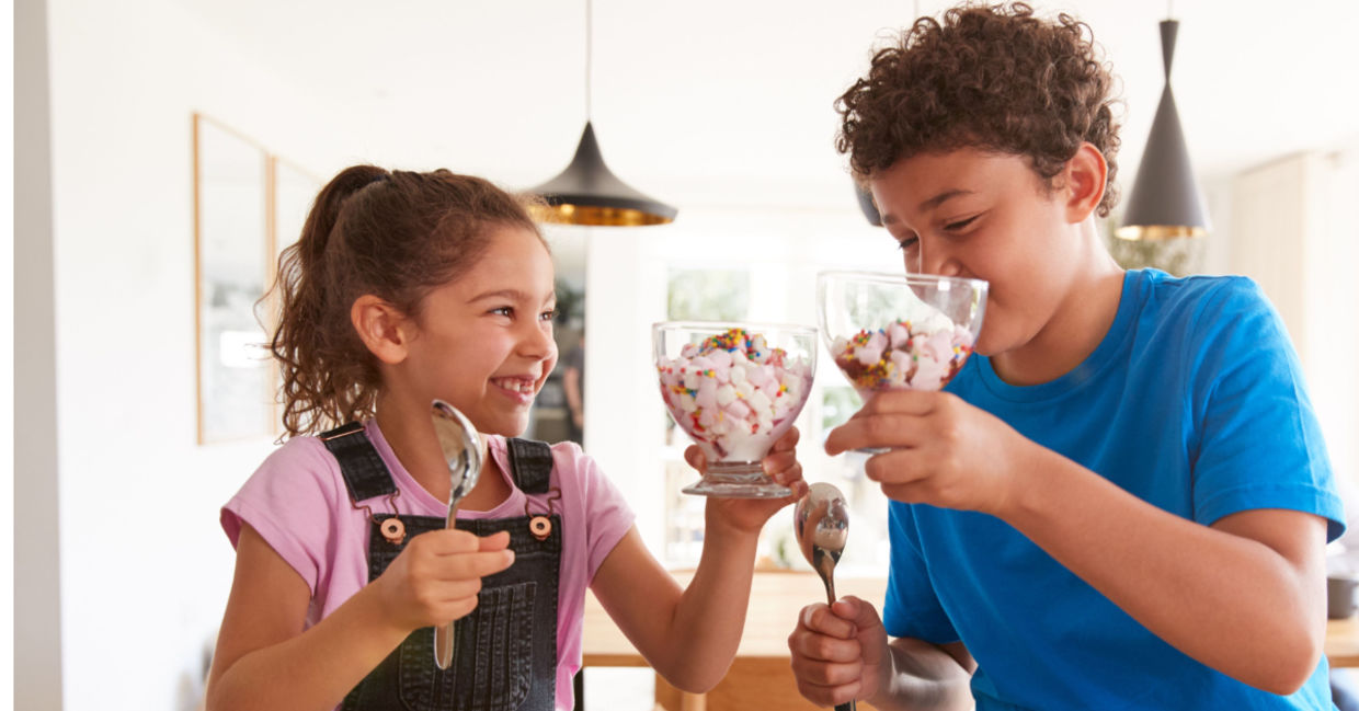 Enjoying a bowl of homemade vegan ice cream.