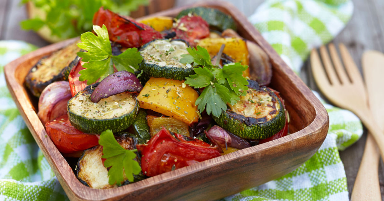 Roasted summer veggies is very healthy.