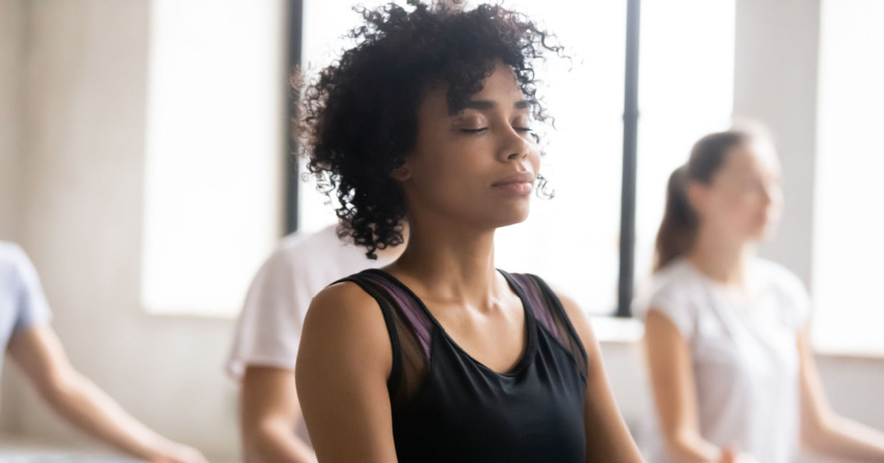 Practicing breath meditation.