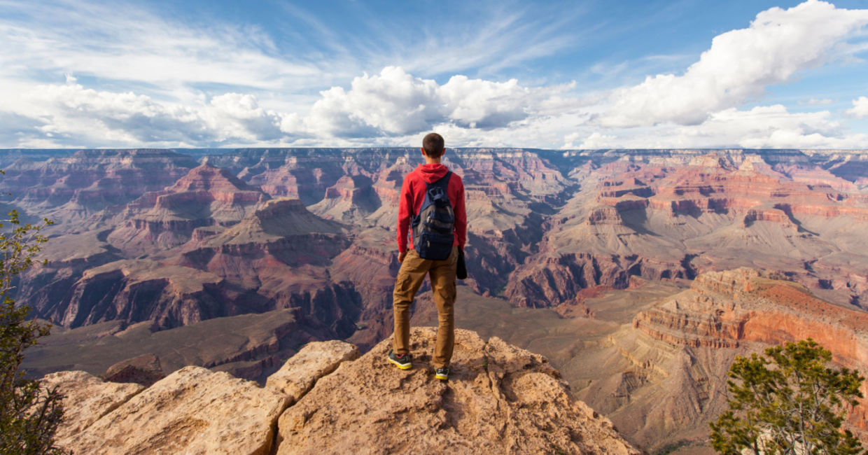 Hiking in the Grand Canyon in Arizona.