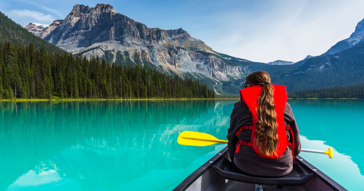 Canoeing on Emerald Lake.