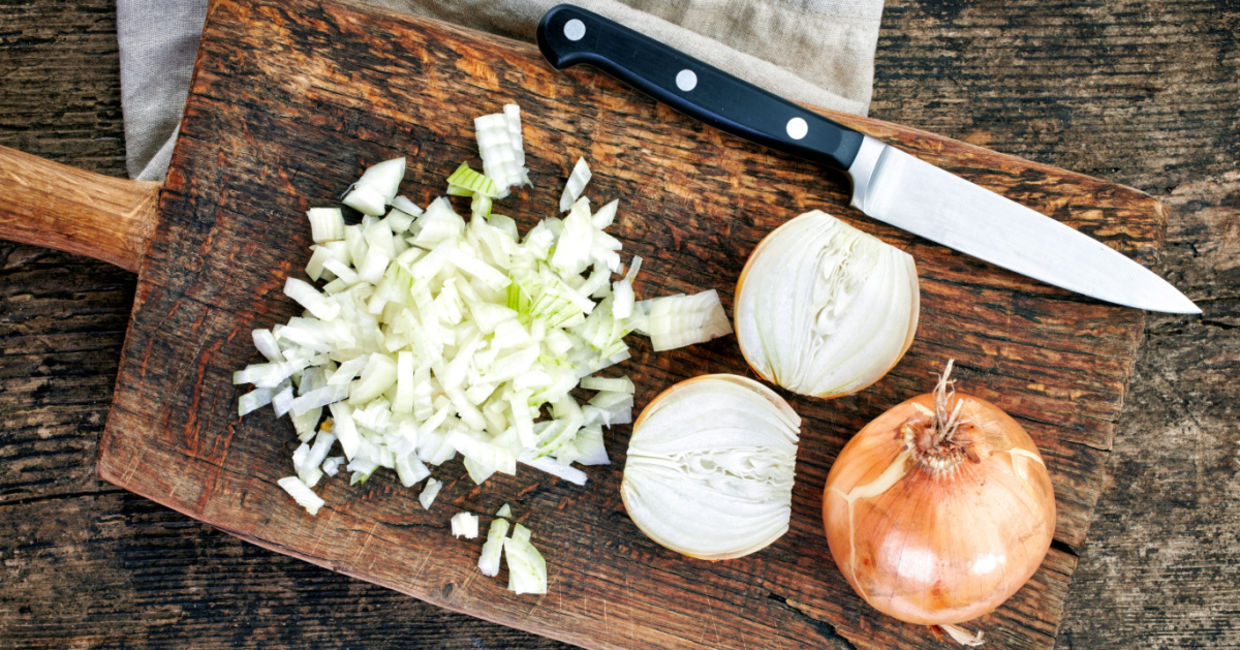 Chopped yellow onion.