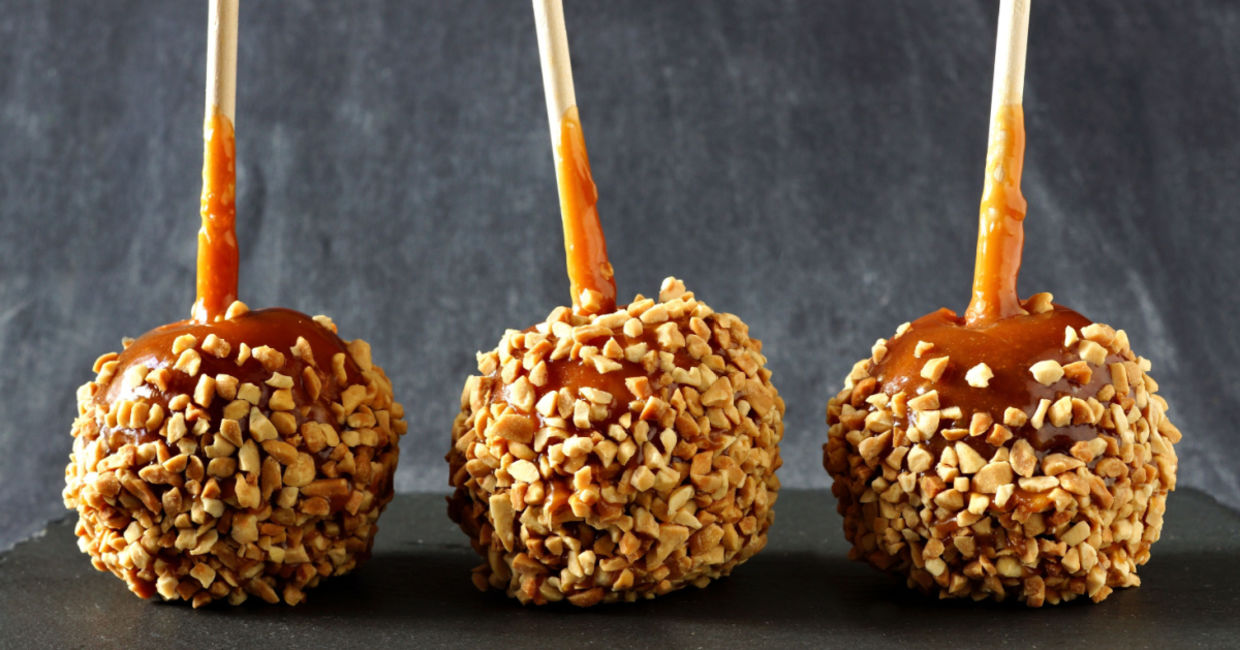 Caramel apples are a seasonal fall treat.