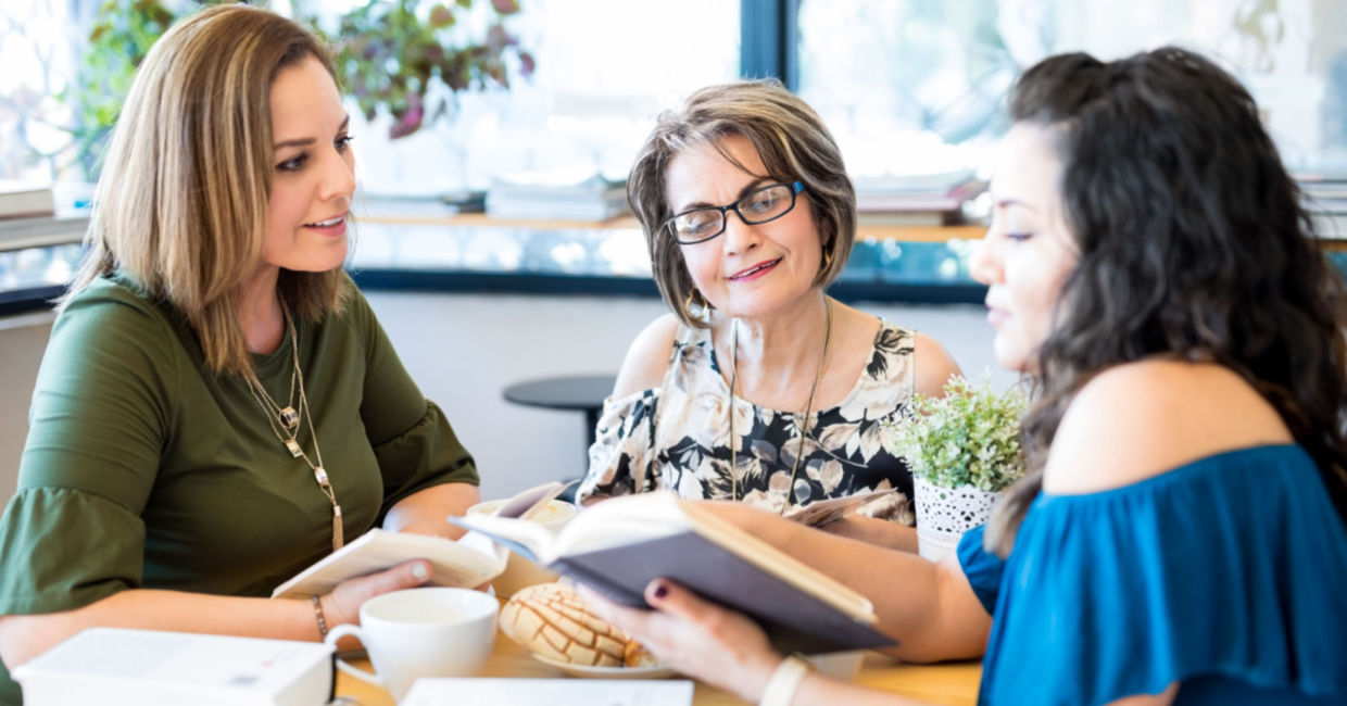 A book club in a local library.