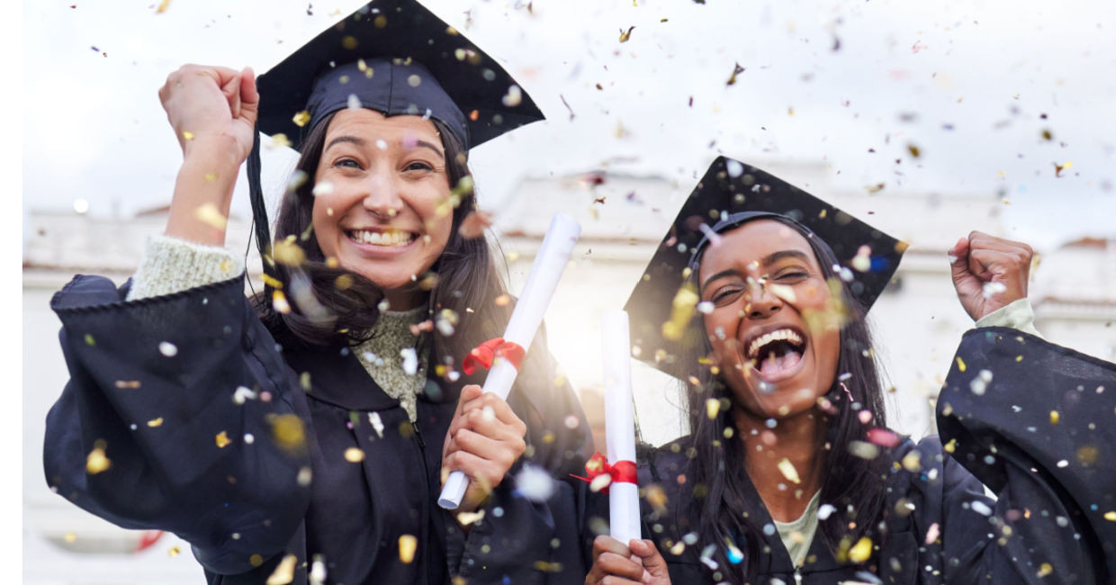 Two college graduates.