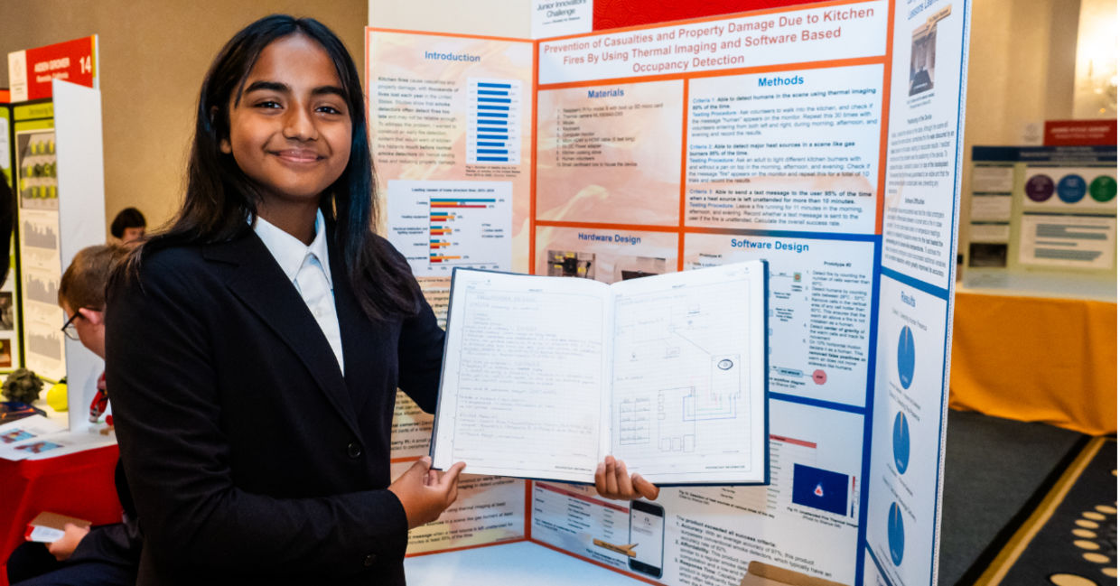 Shanya Gill's science project is about fire prevention.