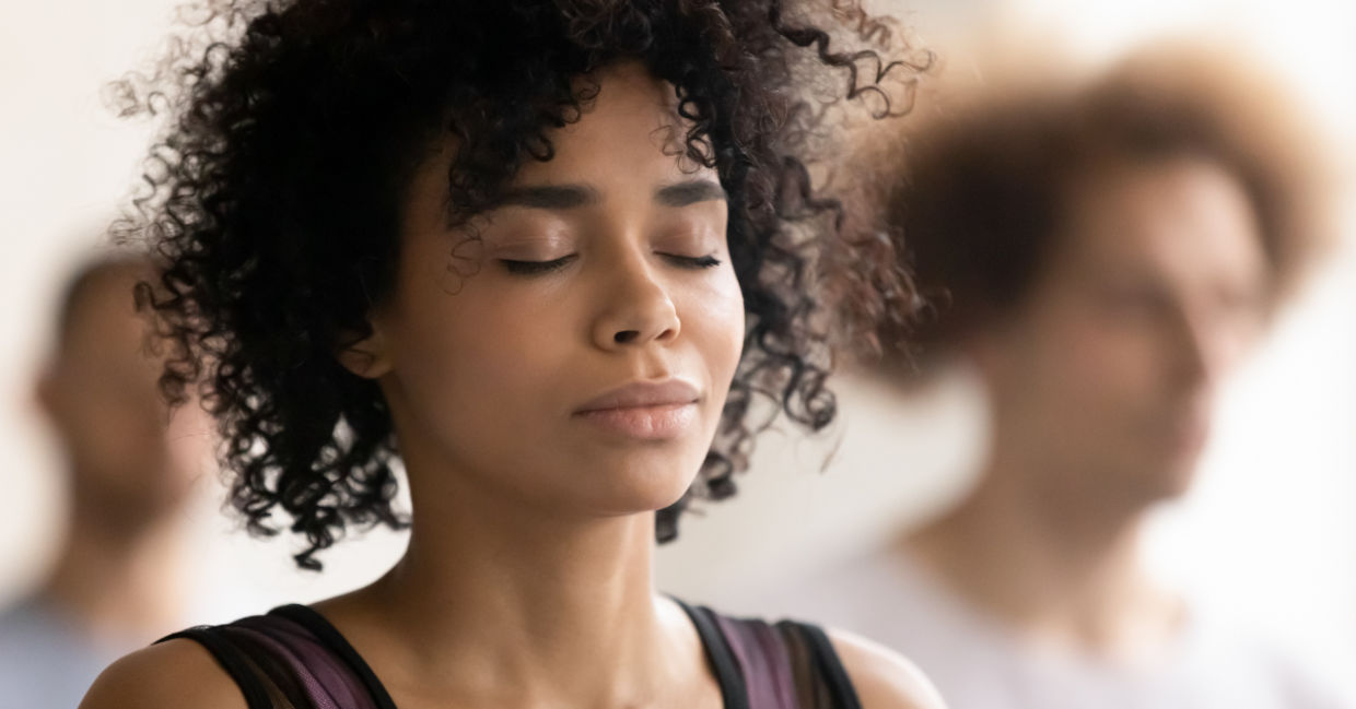 Woman meditating.