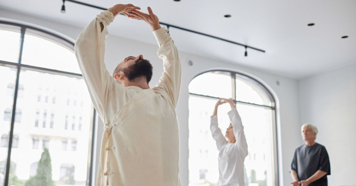 The palms raised movement gets qui energy moving.