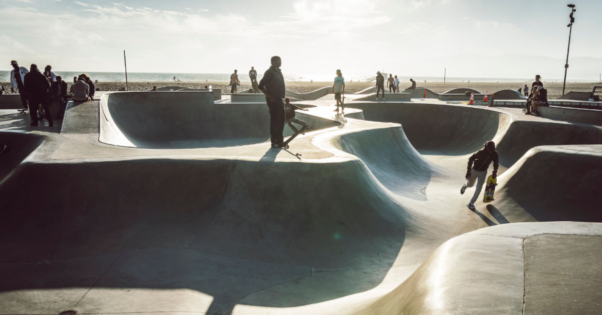 Concrete skate park in Venice, California.