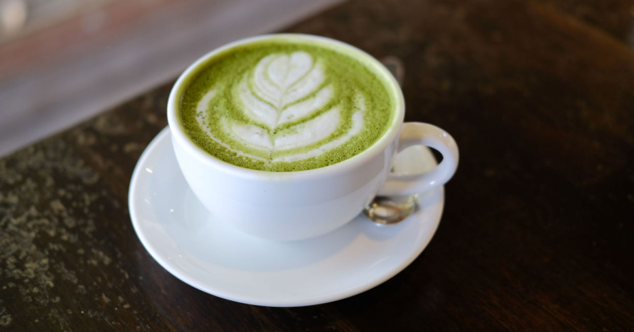 Hot matcha latte.