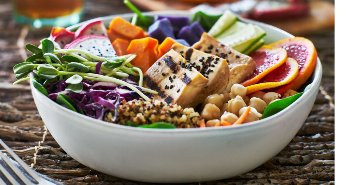 Healthy Buddha bowl meal.