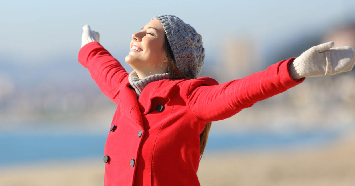 Happy motivated woman ready to start her day.